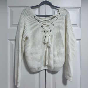 Windsor lace up back sweater